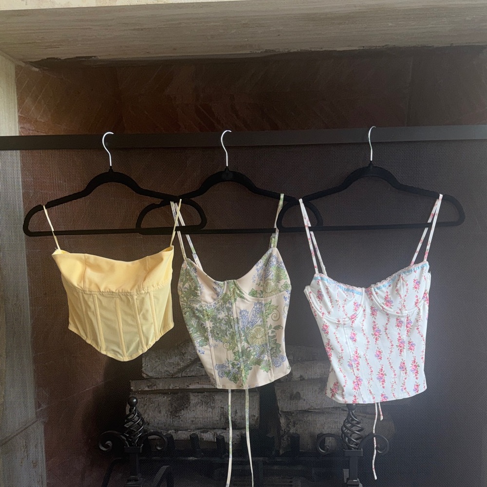 Edikted Yellow Satin Bustier Camisole Top